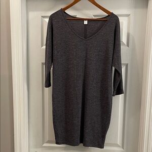 Old Navy Dark Gray V-Neck Long Sleeve Dress